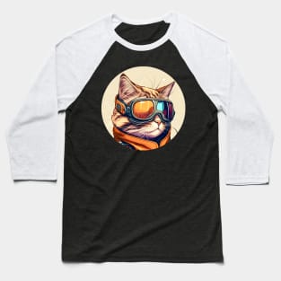 A Cat In A Ski Googles - The Cat Lovers Colorful Baseball T-Shirt